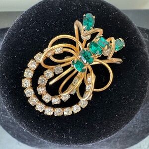 RARE Antoinette 12k GF Brooch/Pendant with Uranium Glass